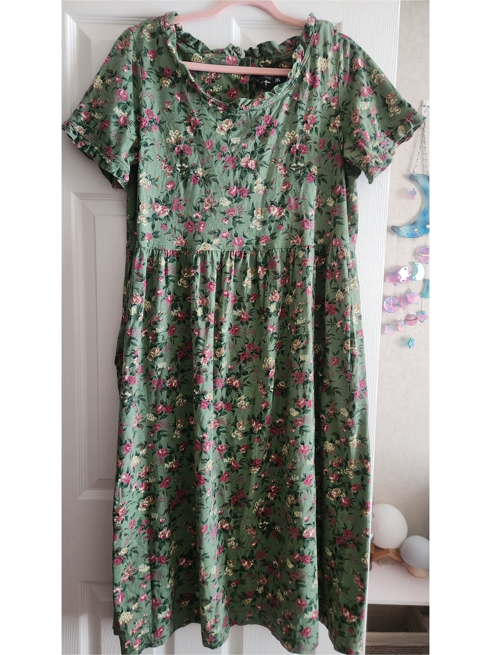 Vintage J.G.Hook Green Floral Dress with Pockets